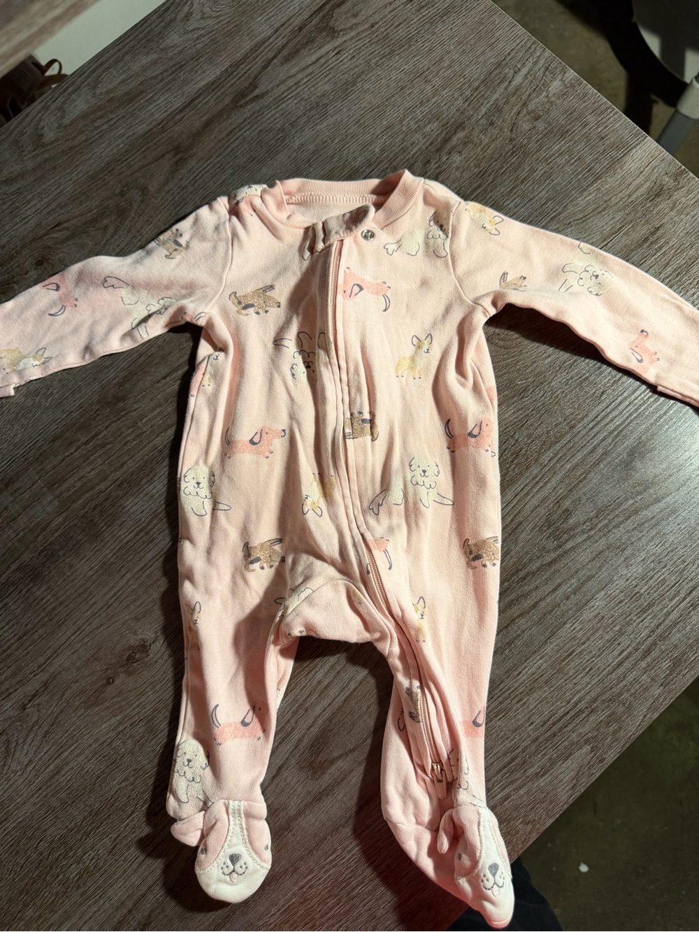 Carter's Soft Pink Animal Print Footed One-Piece